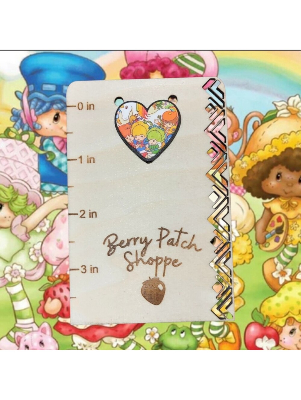 Retro Vintage 80s Rainbow Brite Heart-shaped Double-sided Silicone Focal Bead